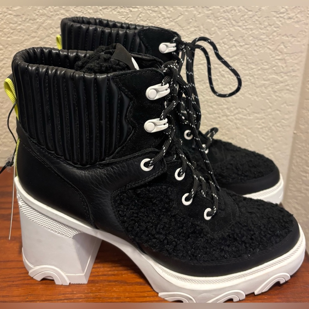 Sorel Black and White Brex Waterproof Cozy‎ Lace Up Boot